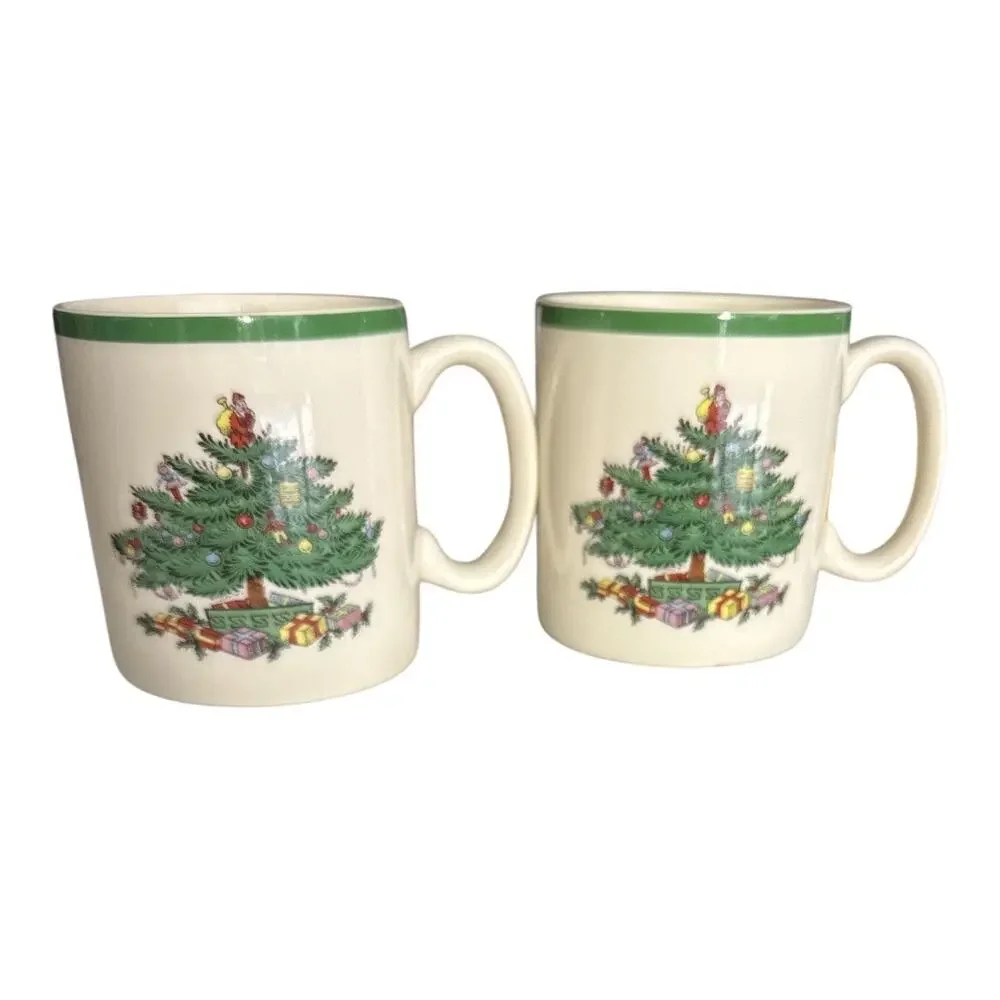 Set of 2 Spode Christmas Tree Mugs Microwave Safe
